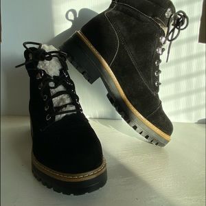 Boot Wide Width Time And Tru Women's Hiker Boot Black Suede